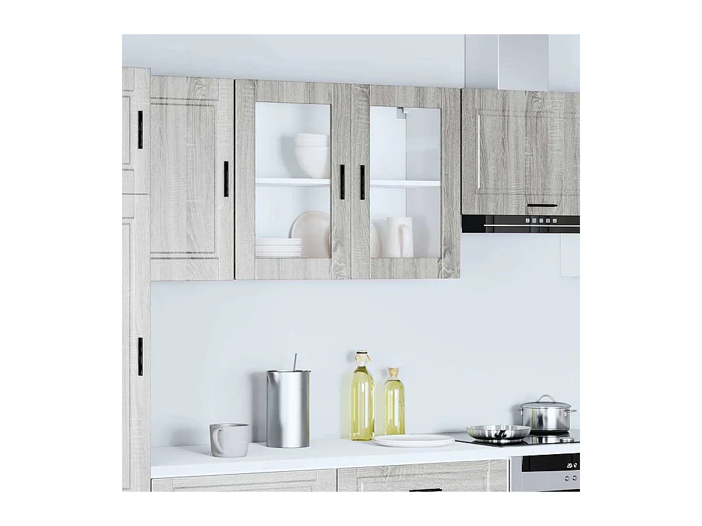 Mobiletto da cucina Sonoma Gray con anta in vetro