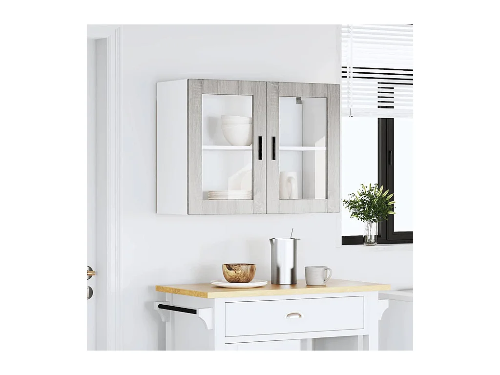 Mobiletto da cucina Sonoma Gray con anta in vetro