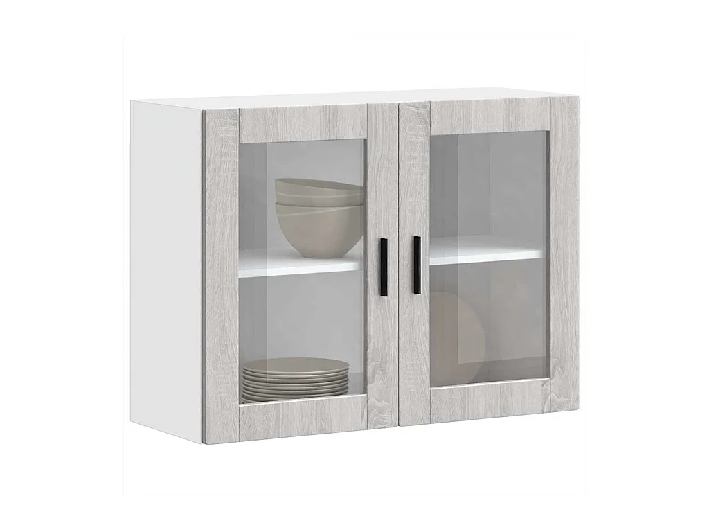 Armoire murale de cuisine avec porte en verre sonoma gris