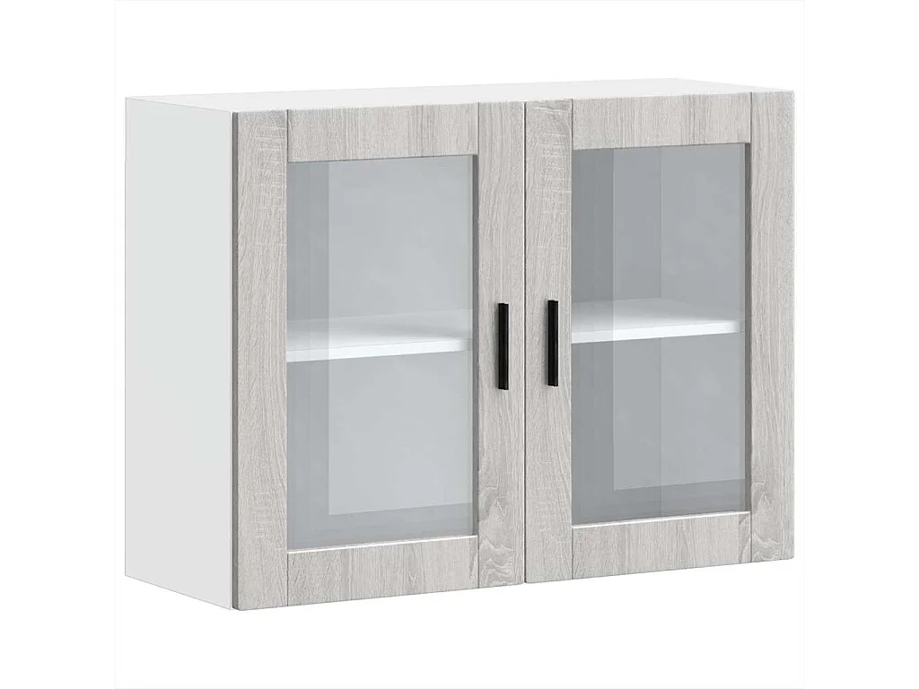 Sonoma Grijze Keukenwandkast met Glazen Deur
