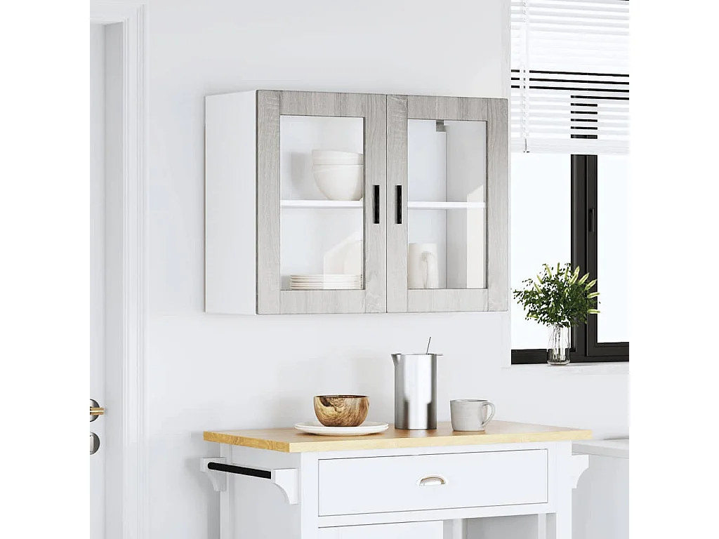 Sonoma Grijze Keukenwandkast met Glazen Deur