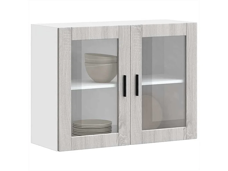 Sonoma Grijze Keukenwandkast met Glazen Deur