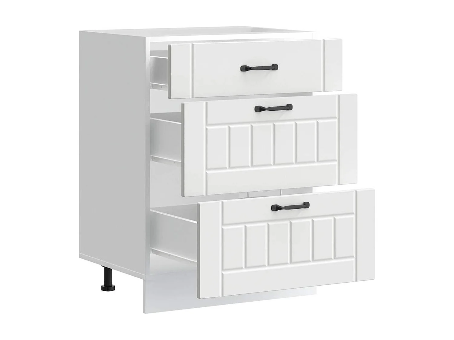 witte keukenkast van bewerkt hout