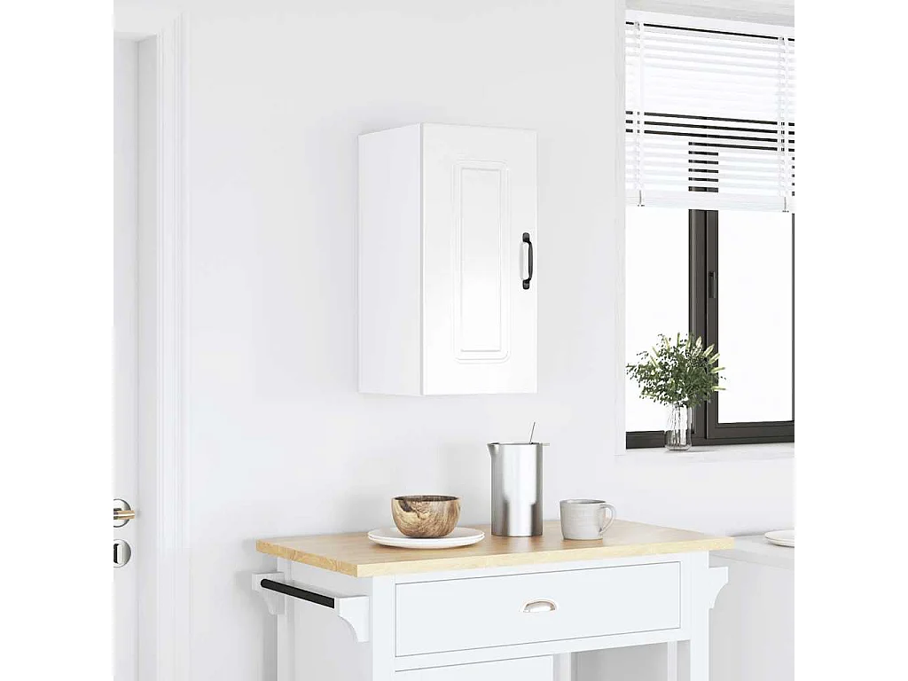 Armoire murale de cuisine blanc brillant bois ingénierie