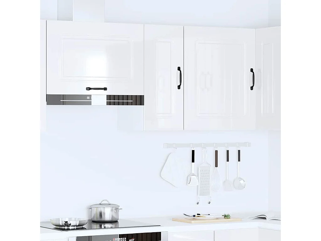 Armoire murale de cuisine blanc brillant bois ingénierie