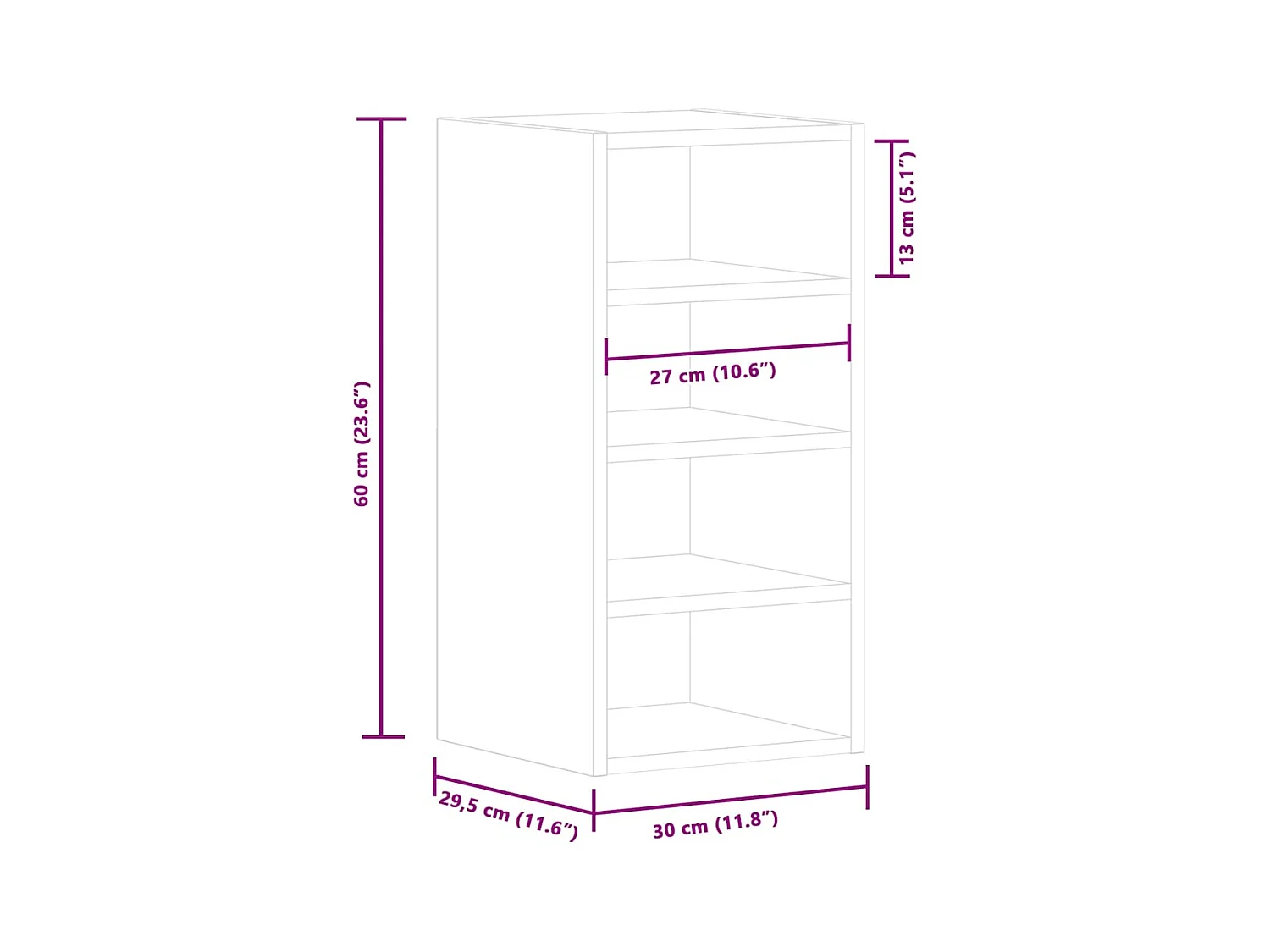 Mobile pensile in rovere fumé 30x29,5x60 cm