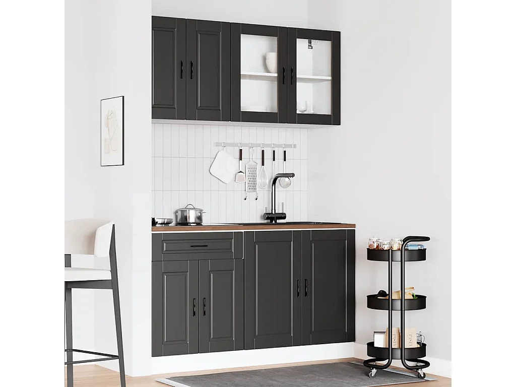 4-delige keukenkastset van bewerkt hout