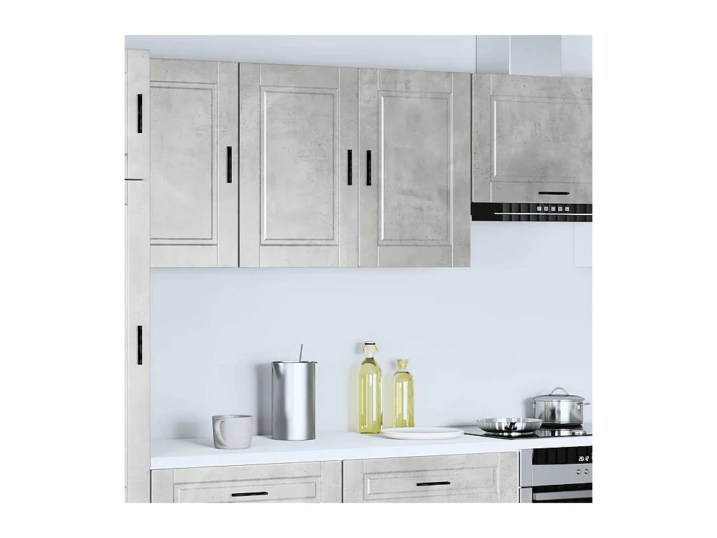 Armoire murale de cuisine gris béton bois d'ingénierie