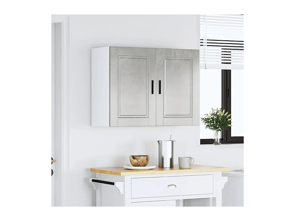 Armoire murale de cuisine gris béton bois d'ingénierie