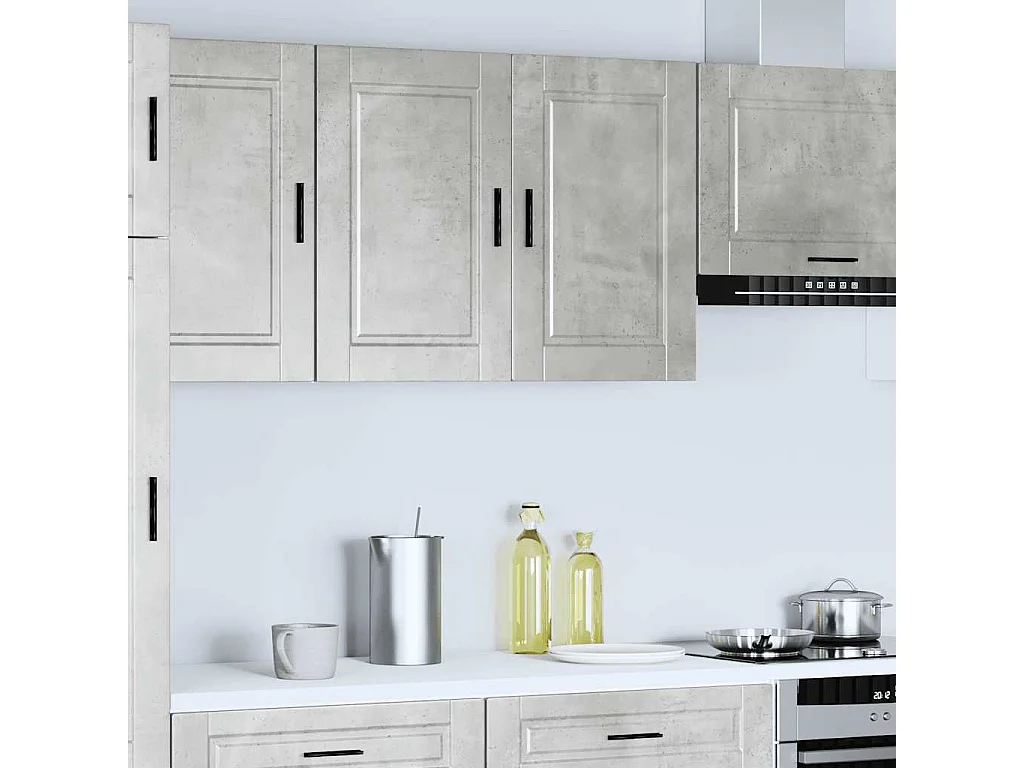Armoire murale de cuisine gris béton bois d'ingénierie