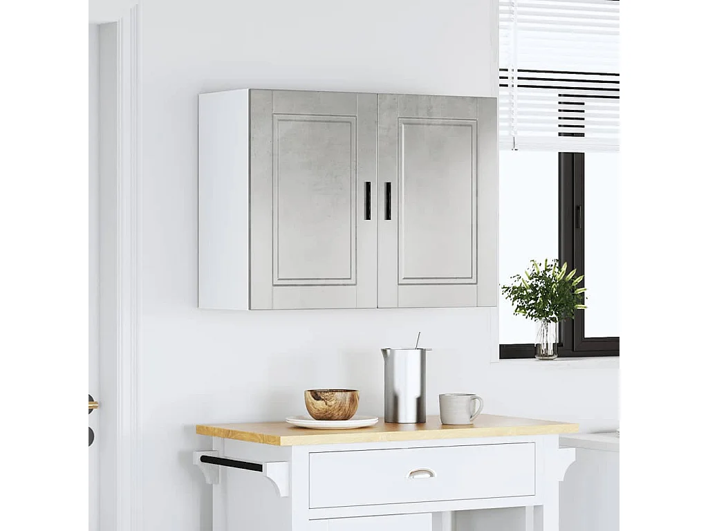 Armoire murale de cuisine gris béton bois d'ingénierie