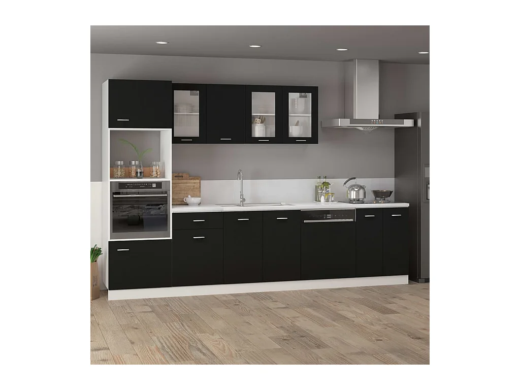 Mobiletto da pavimento in legno ingegnerizzato nero