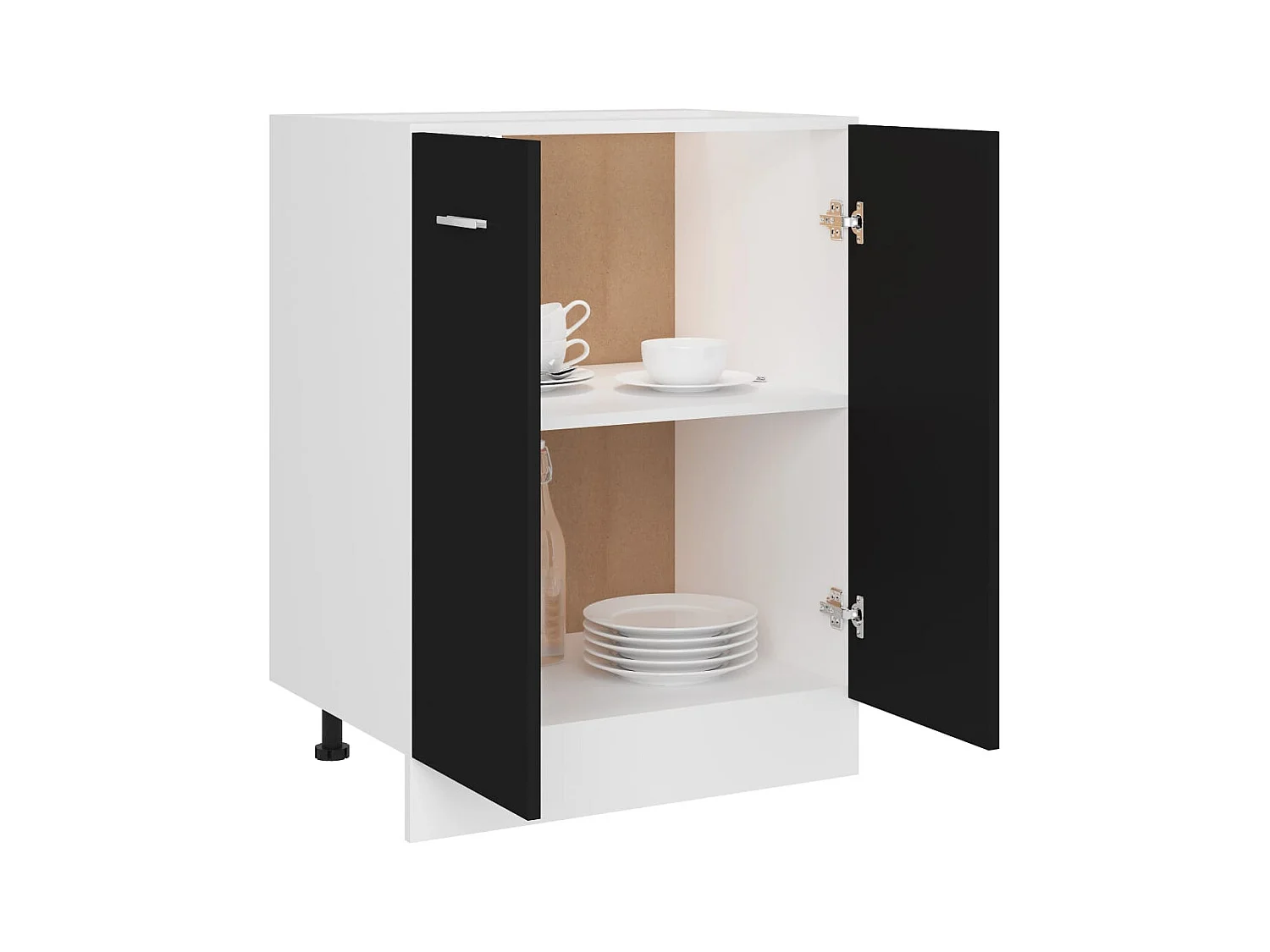 Mobiletto da pavimento in legno ingegnerizzato nero