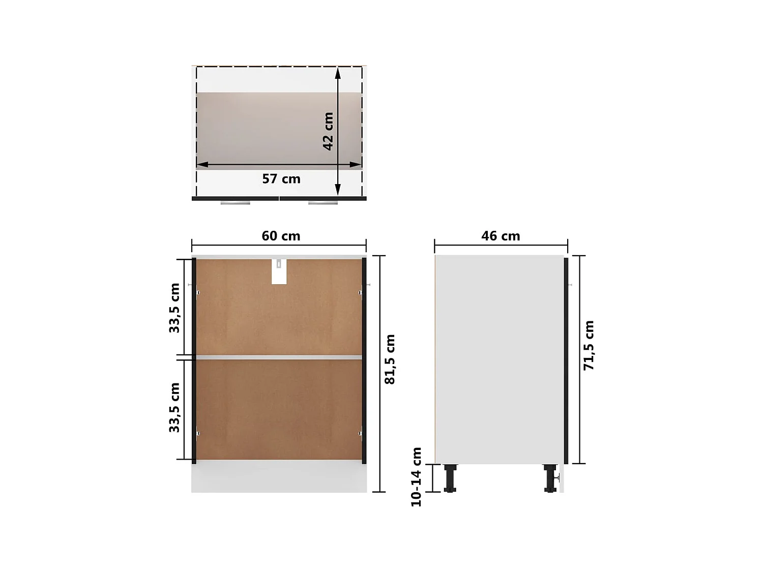 Mobiletto da pavimento in legno ingegnerizzato nero