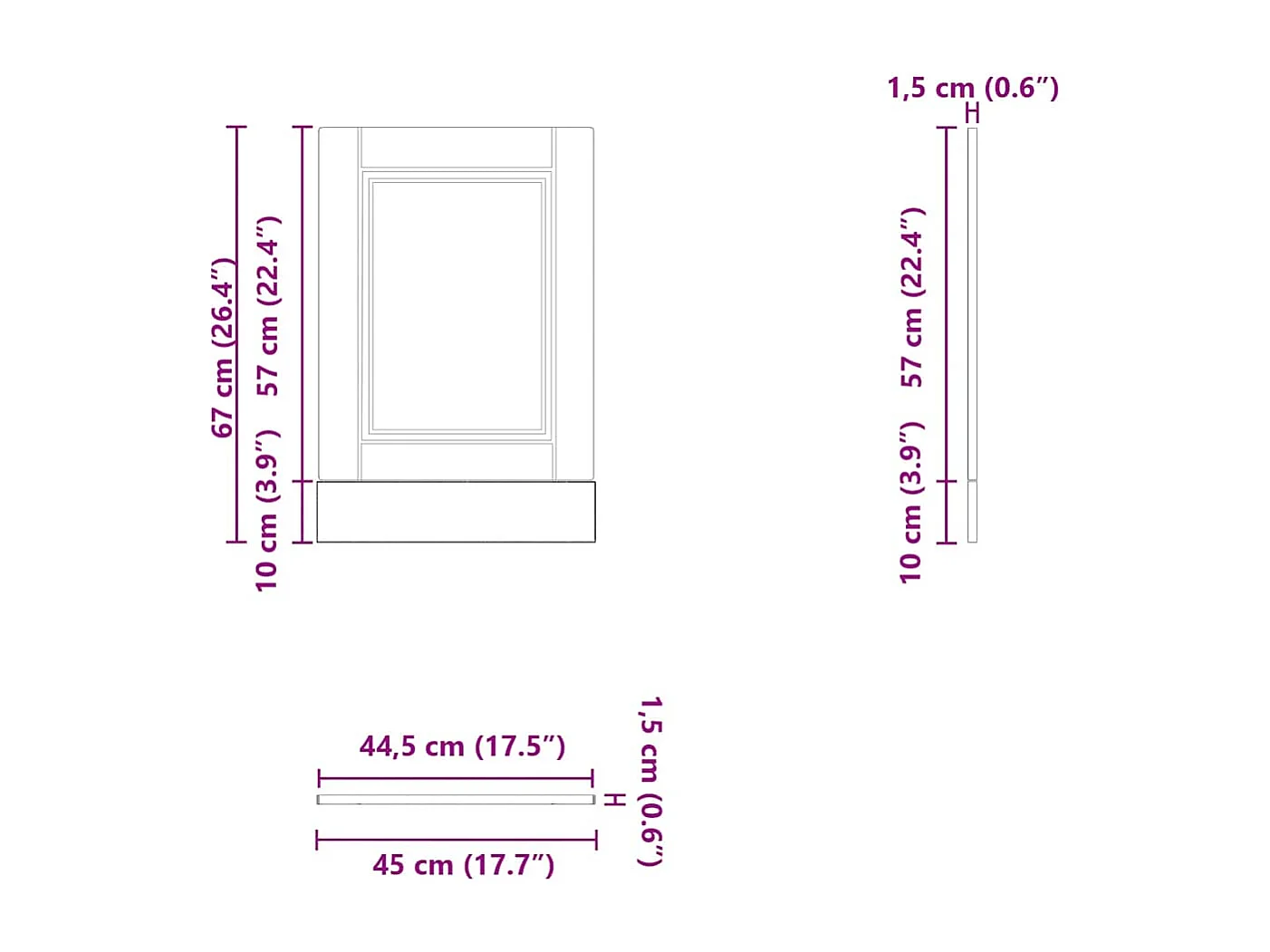Panneau de lave-vaisselle blanc brillant 45x1,5x67 cm
