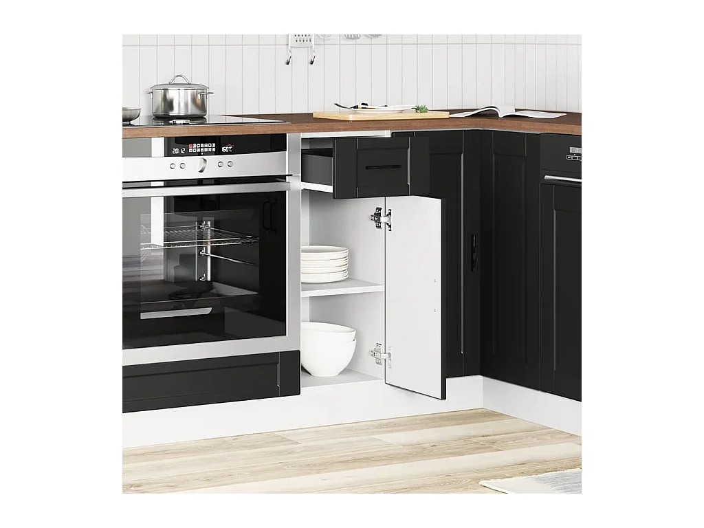 Mobile da cucina in legno ingegnerizzato nero Porto