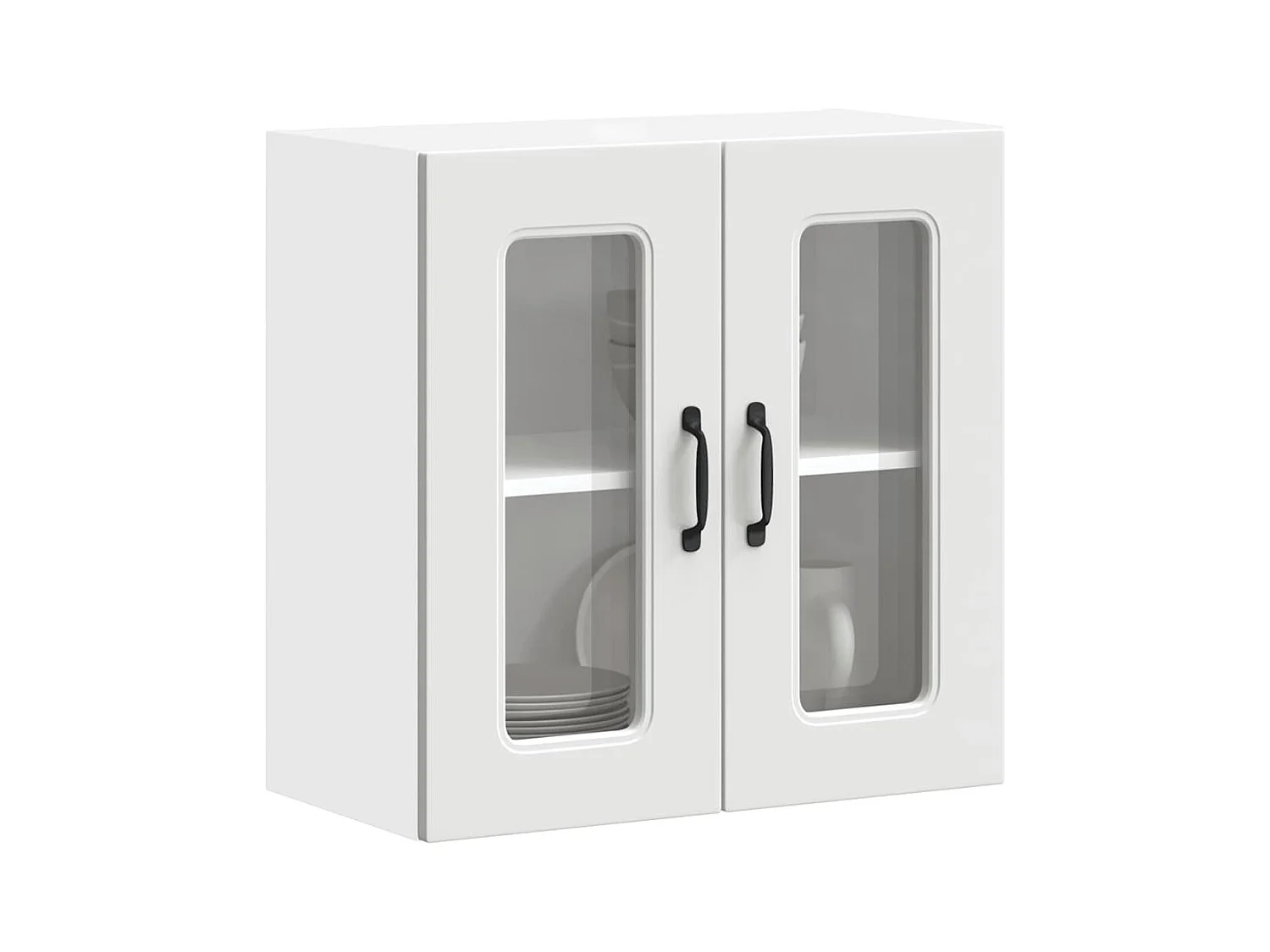 Armario de cocina de pared blanco con puerta de cristal