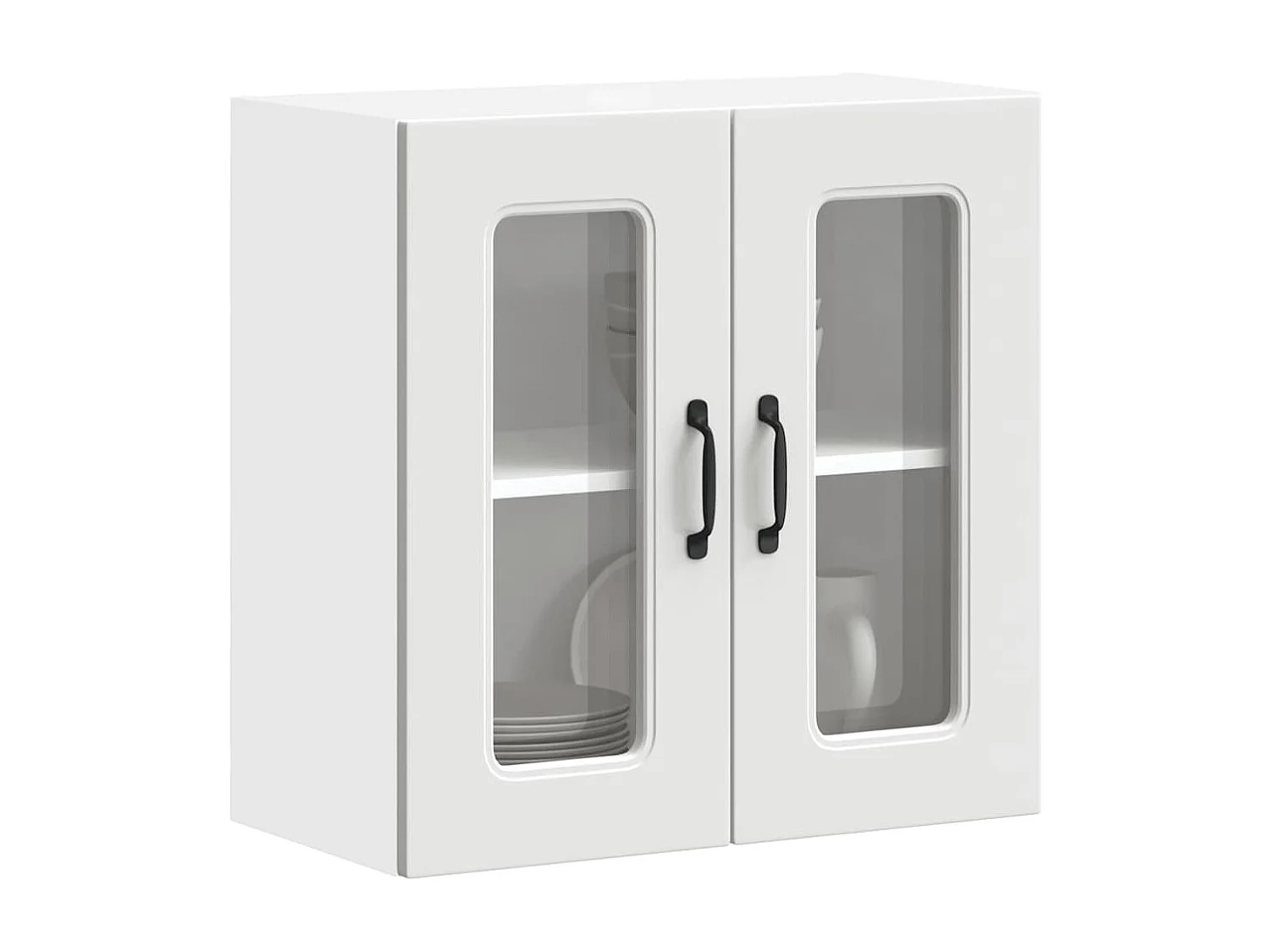 Armario de cocina de pared blanco con puerta de cristal