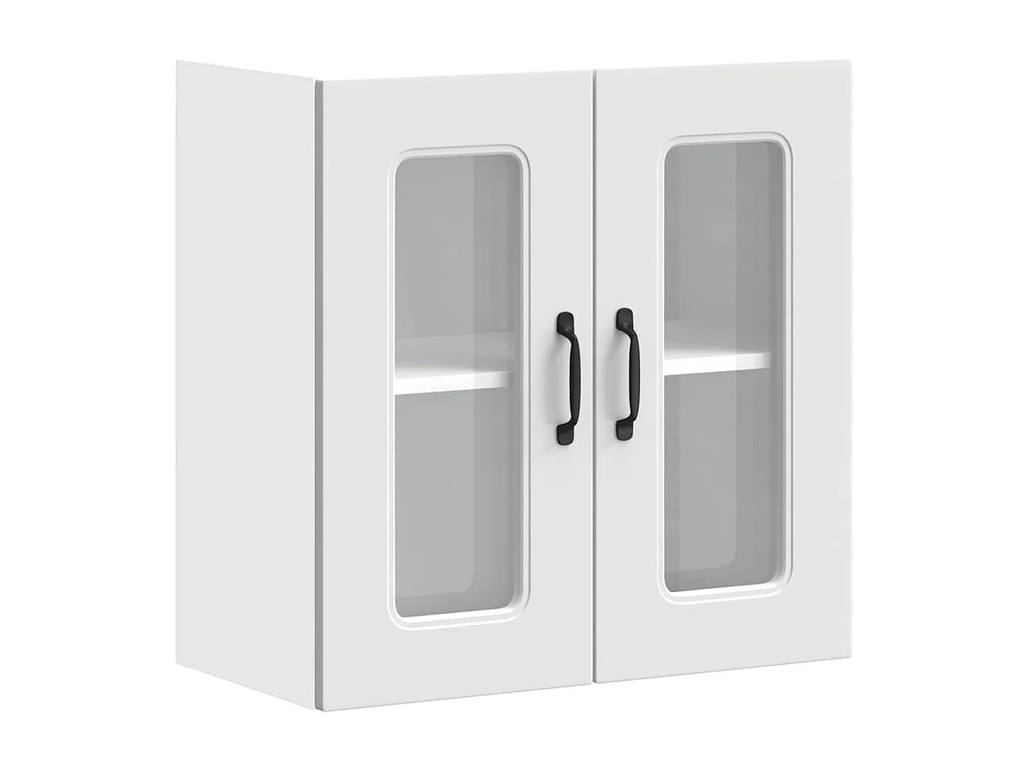 Armario de cocina de pared blanco con puerta de cristal