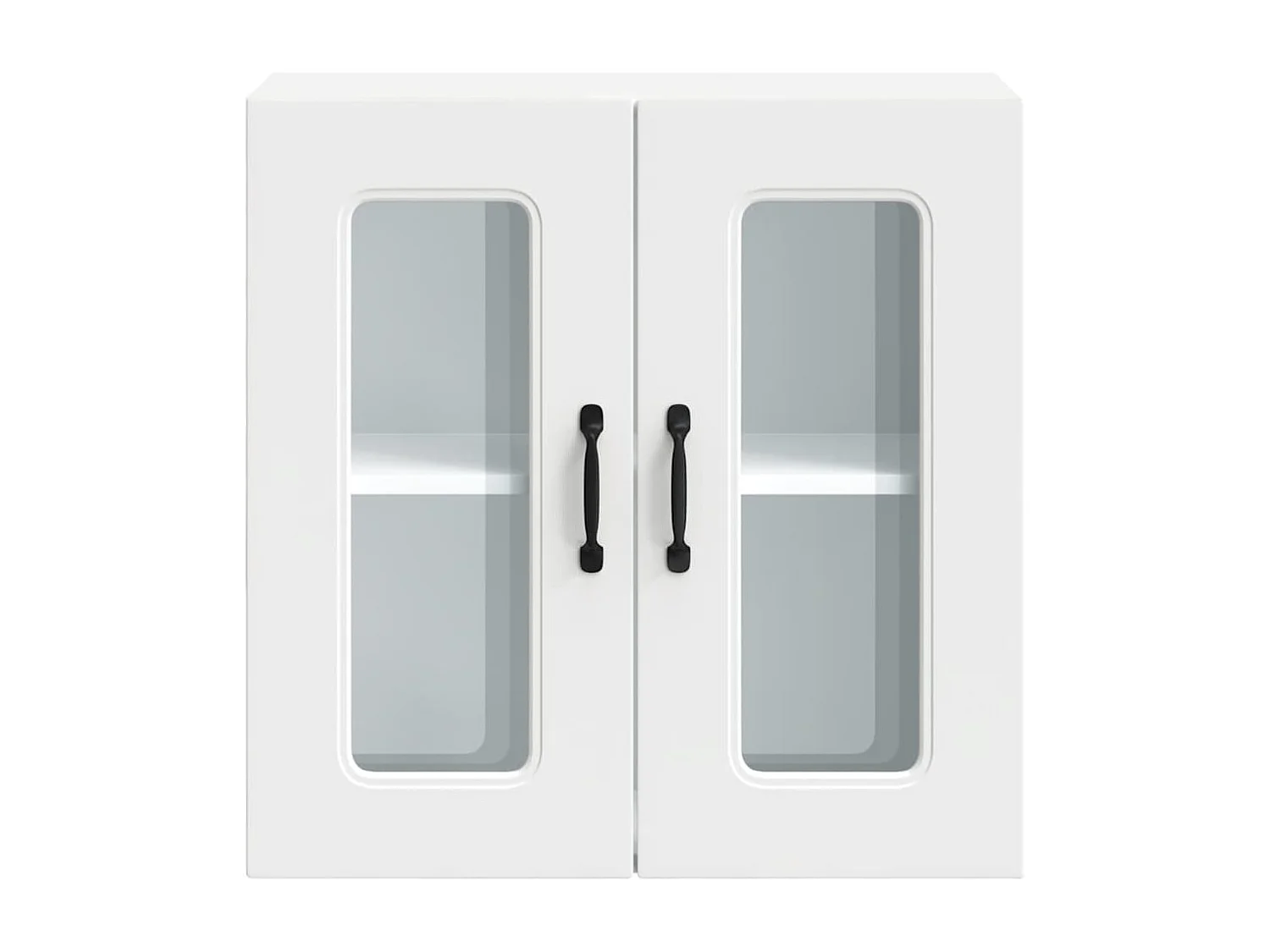 Armario de cocina de pared blanco con puerta de cristal