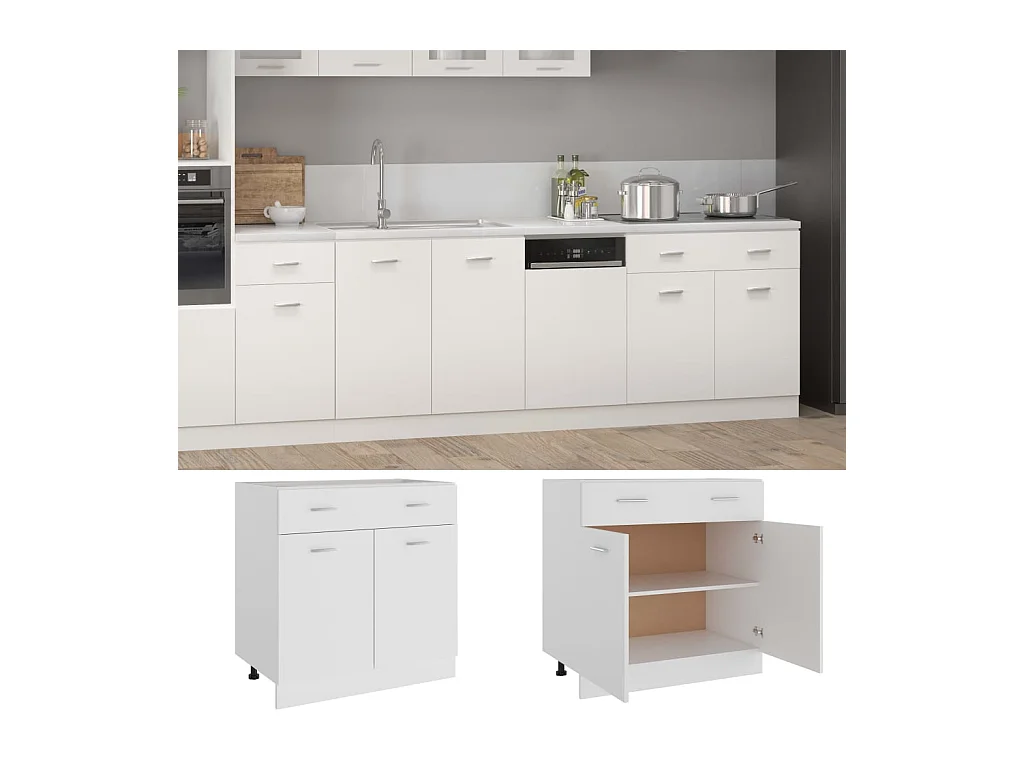 Armoire de plancher à tiroir Blanc 80x46x81,5cm