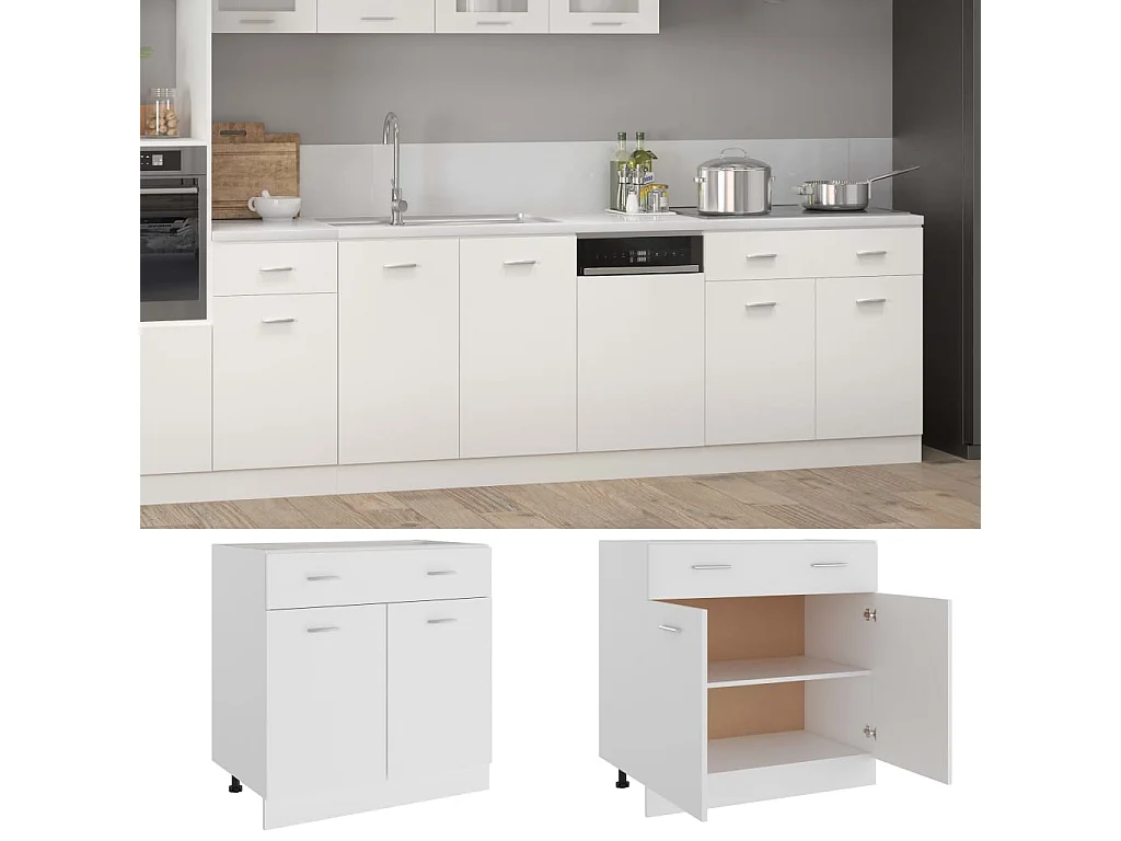 Mobiletto da terra con cassetti bianco 80x46x81,5cm