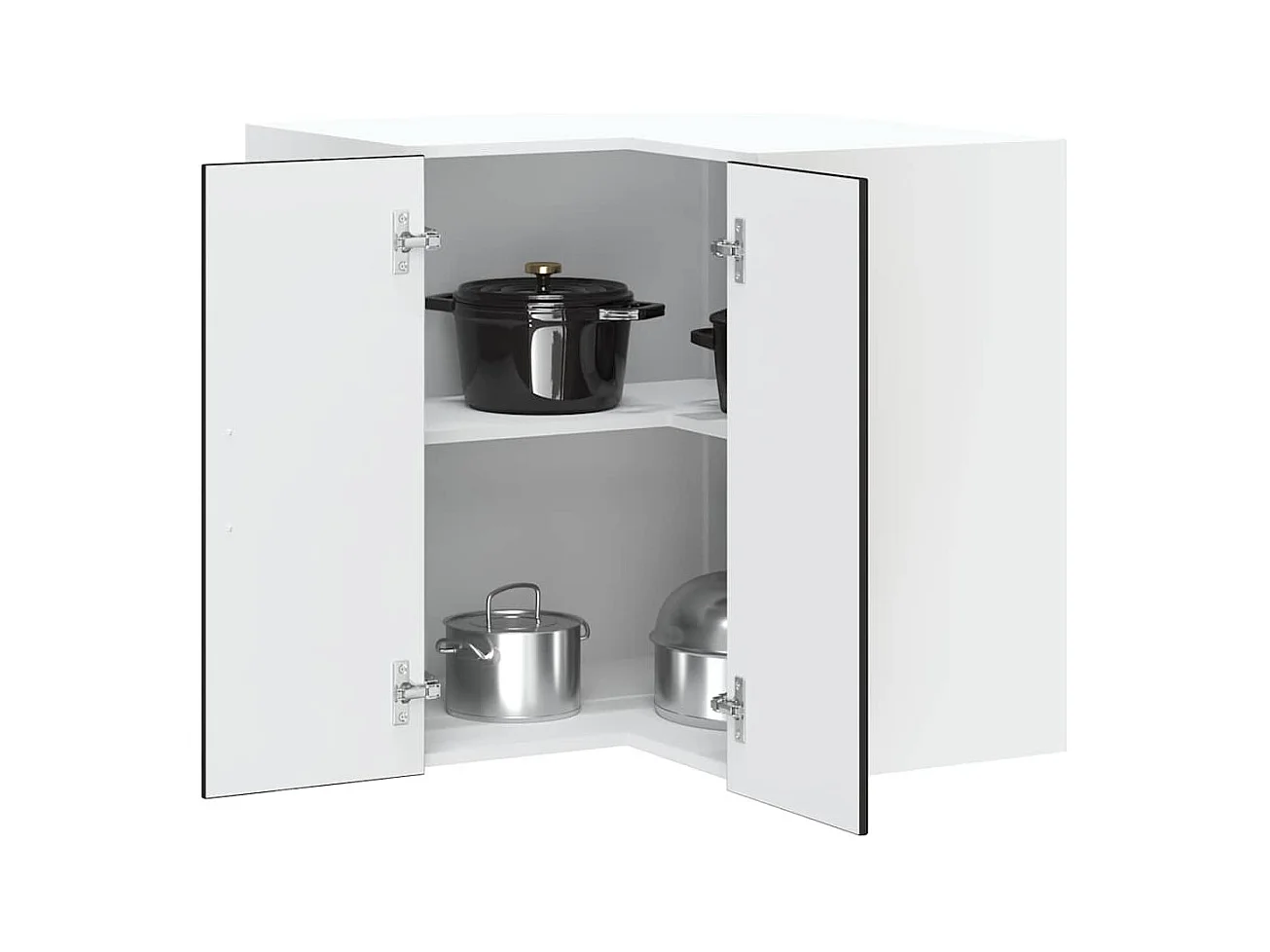 Mobiletto angolare da cucina in legno ingegnerizzato nero