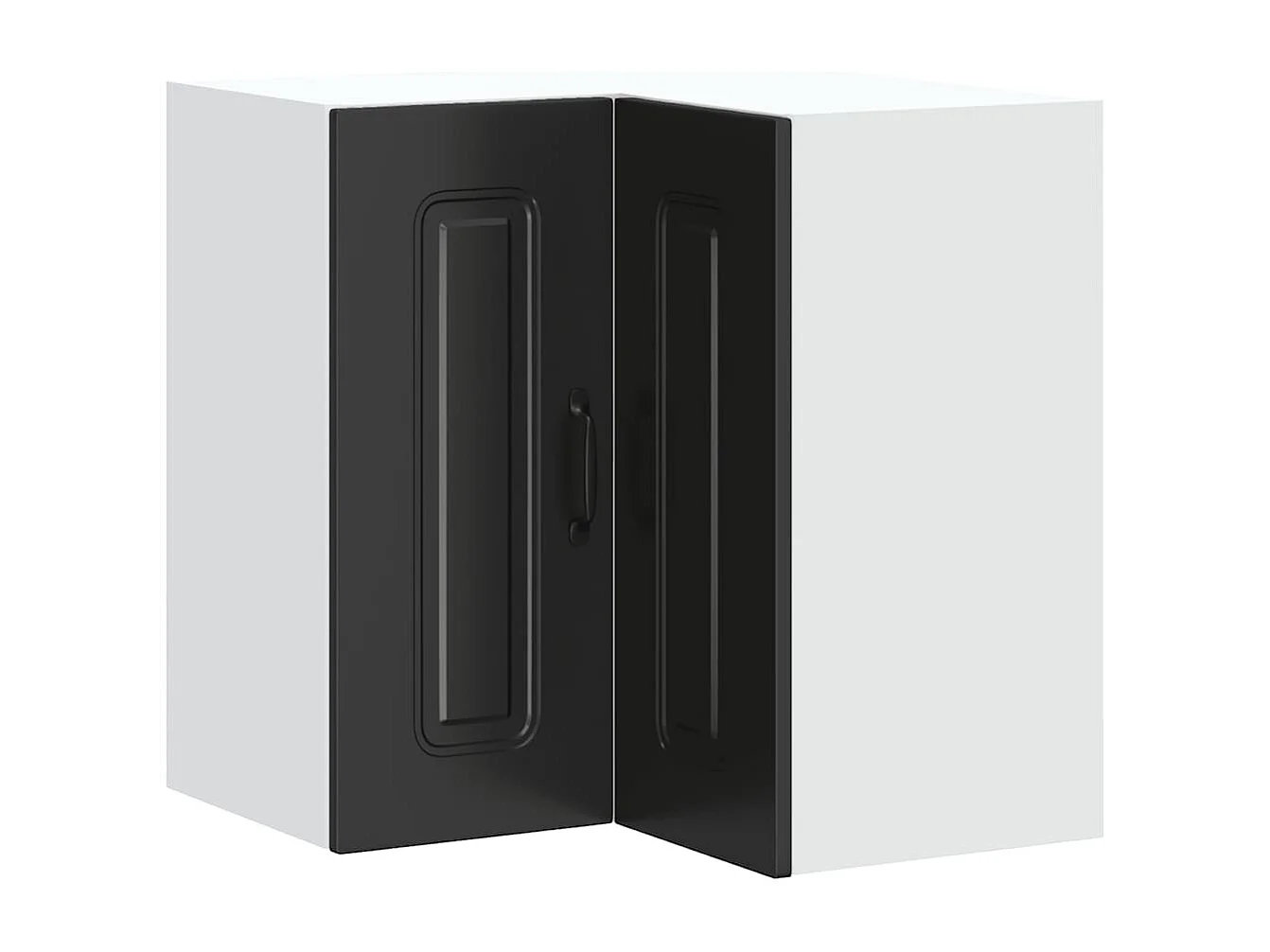 Armoire murale d'angle de cuisine noir bois d'ingénierie