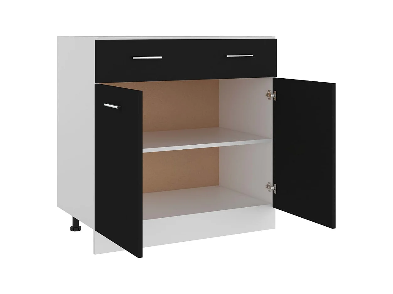 Mobiletto da terra con cassetti neri 80x46x81,5 cm