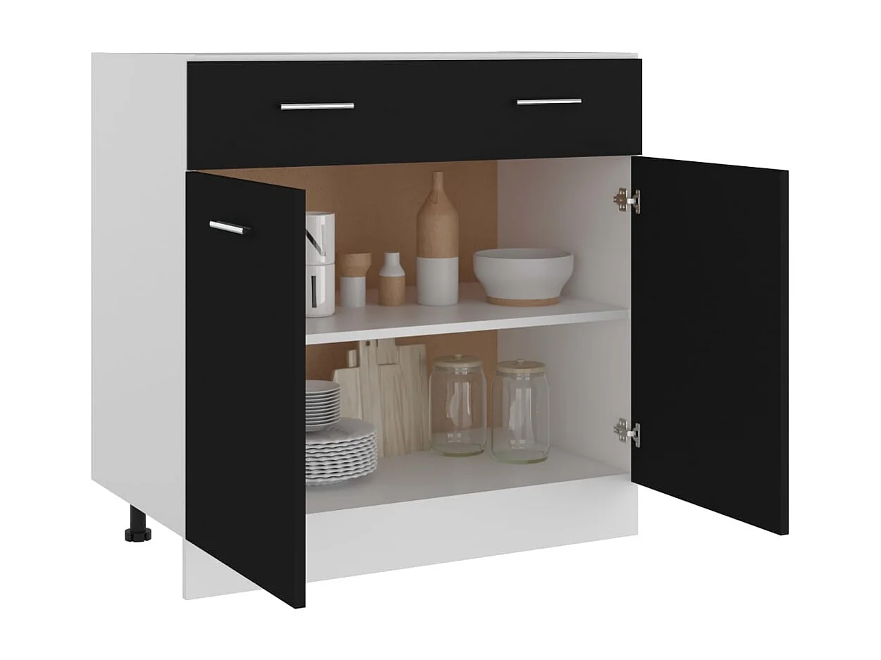 Armoire de plancher à tiroir Noir 80x46x81,5 cm