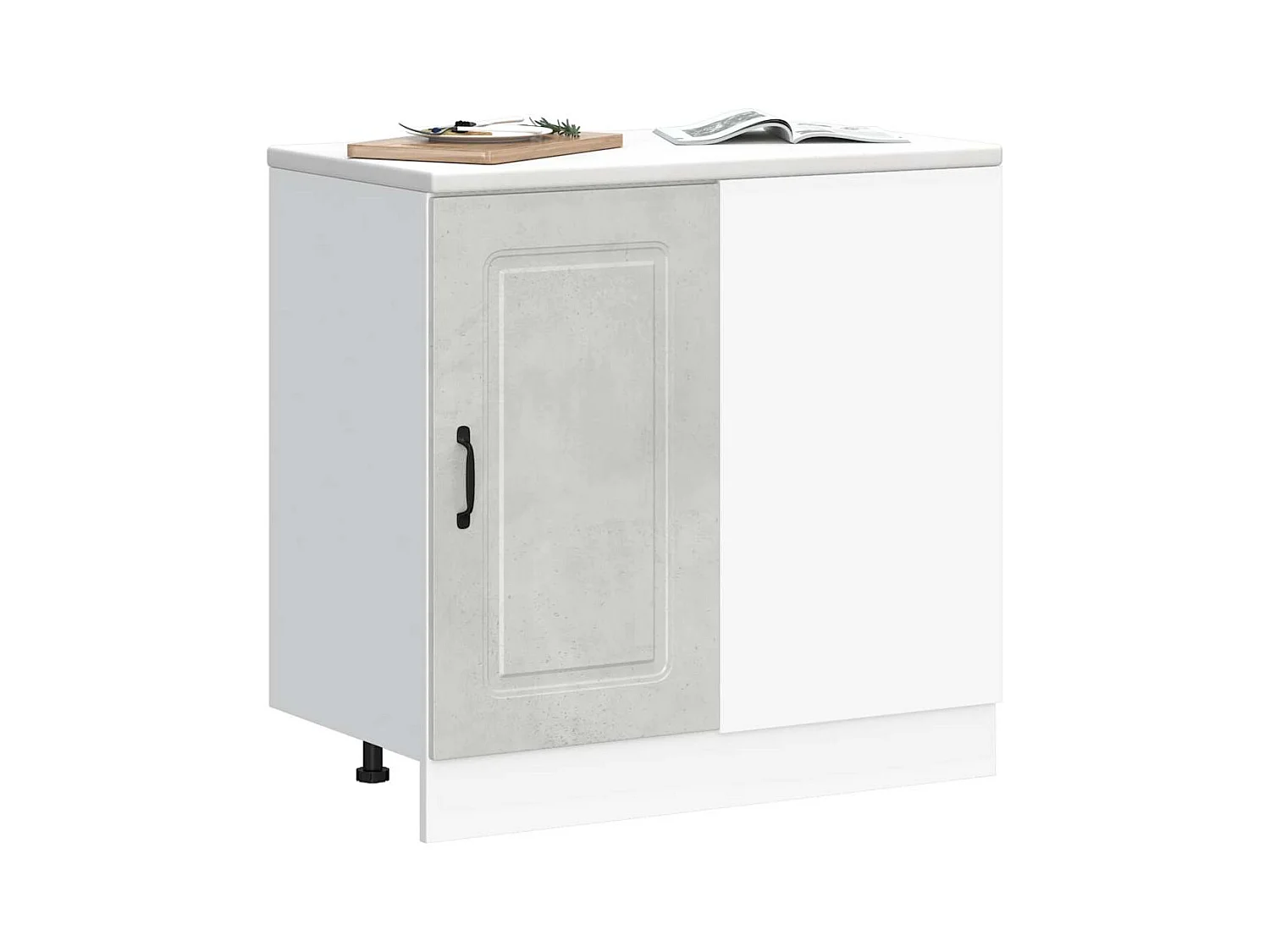 Armoire de cuisine gris béton bois d'ingénierie