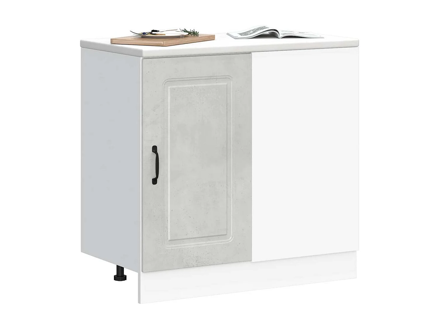 Armoire de cuisine gris béton bois d'ingénierie