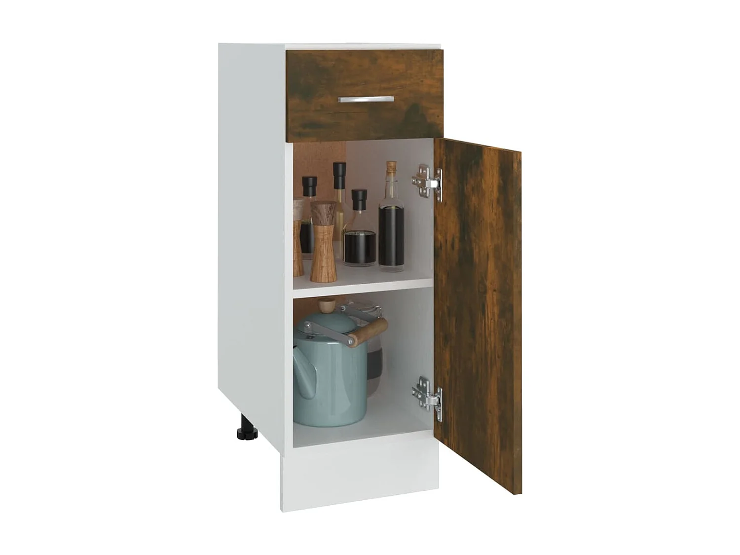 Mobiletto da terra con cassetto, rovere affumicato, 30x46x81,5 cm