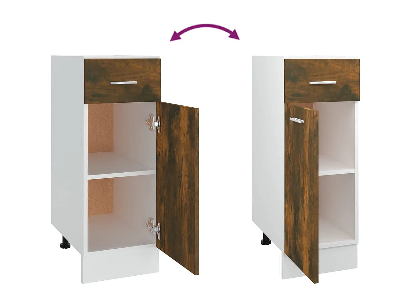 Armoire de plancher à tiroir Chêne fumé 30x46x81,5 cm