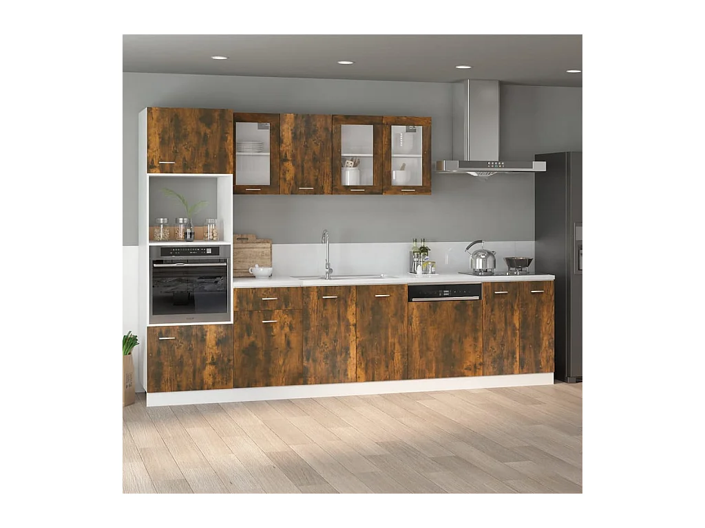 Armoire de plancher d'évier Chêne fumé 80x46x81,5 cm