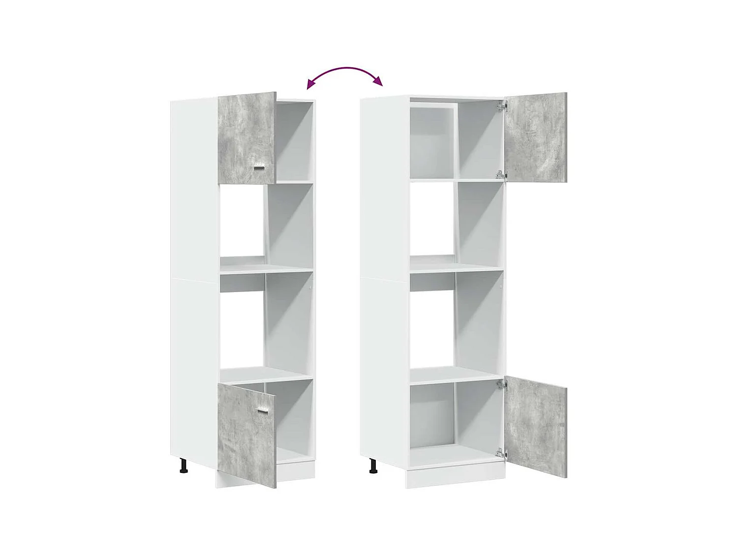 Armoire à micro-ondes Gris béton 60x57x207 cm Aggloméré