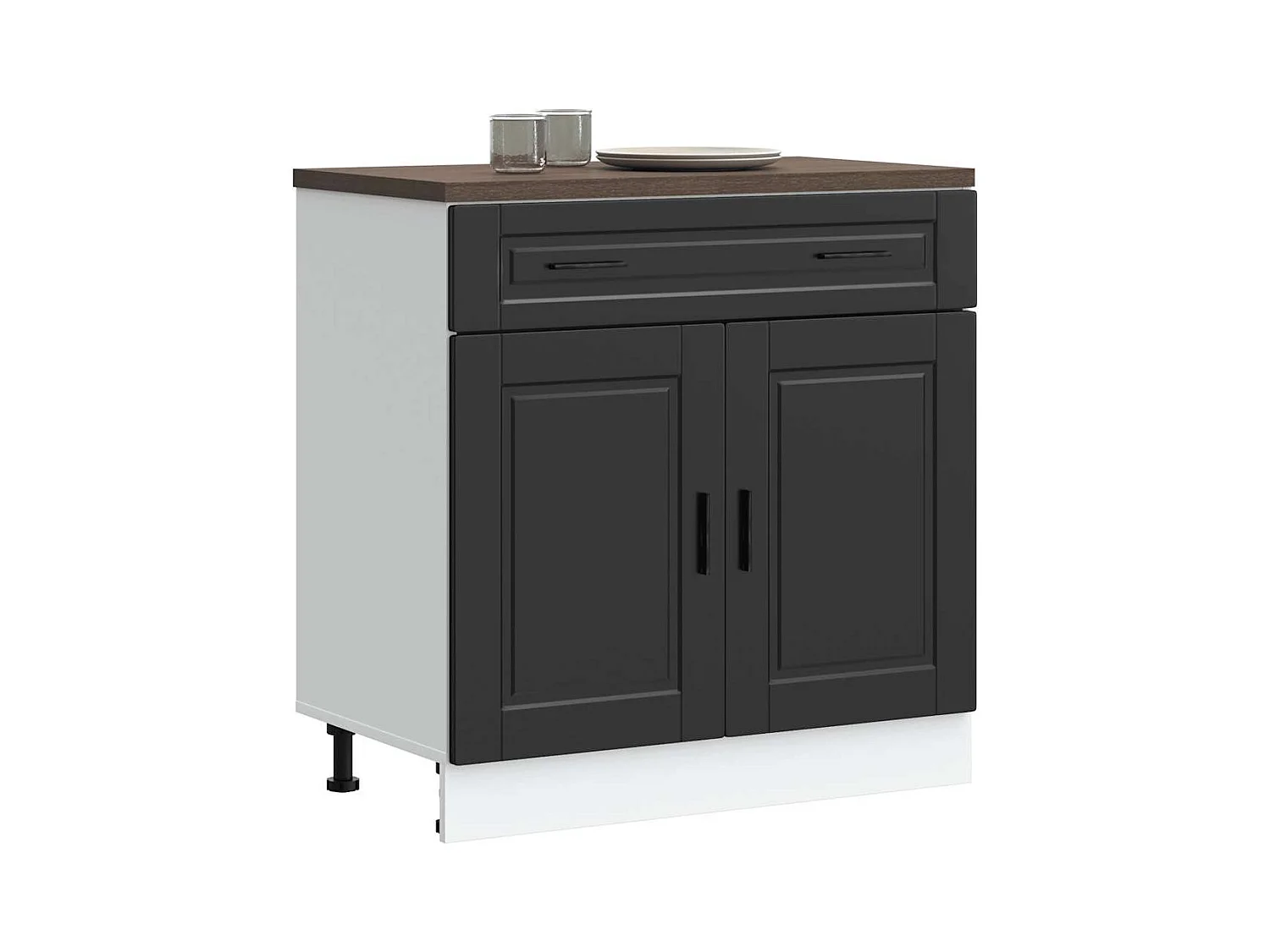 Armoire de cuisine noir bois d'ingénierie