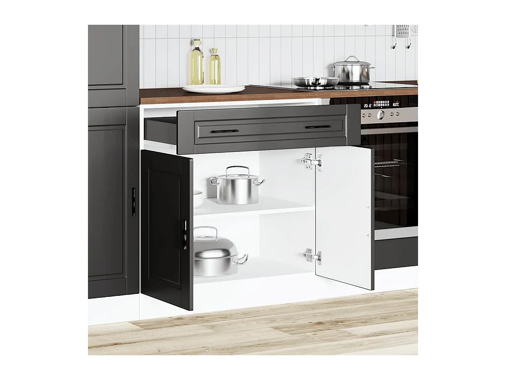 Armoire de cuisine noir bois d'ingénierie