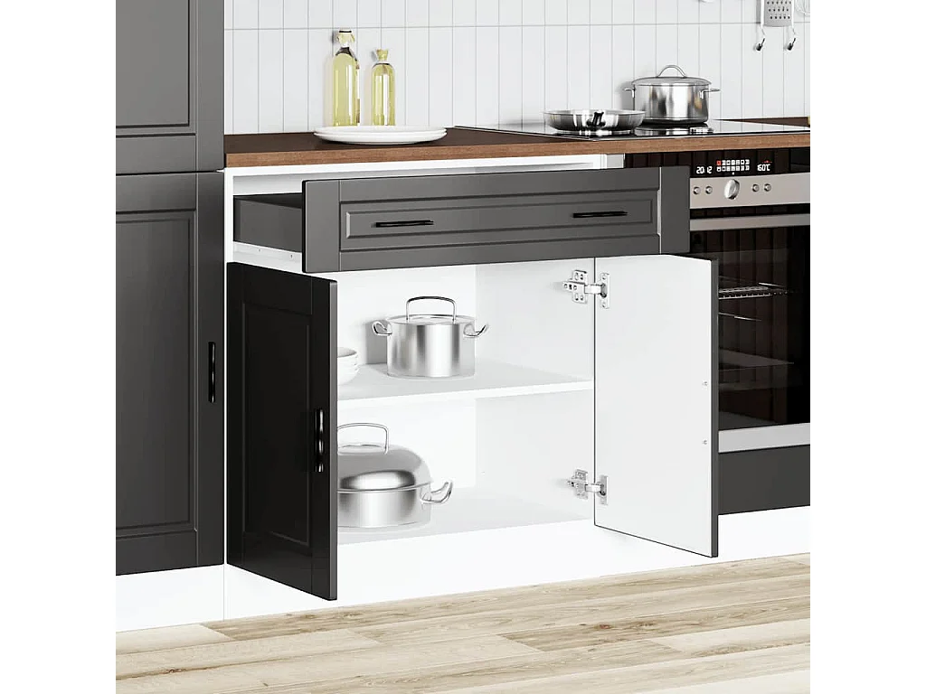 Armoire de cuisine noir bois d'ingénierie