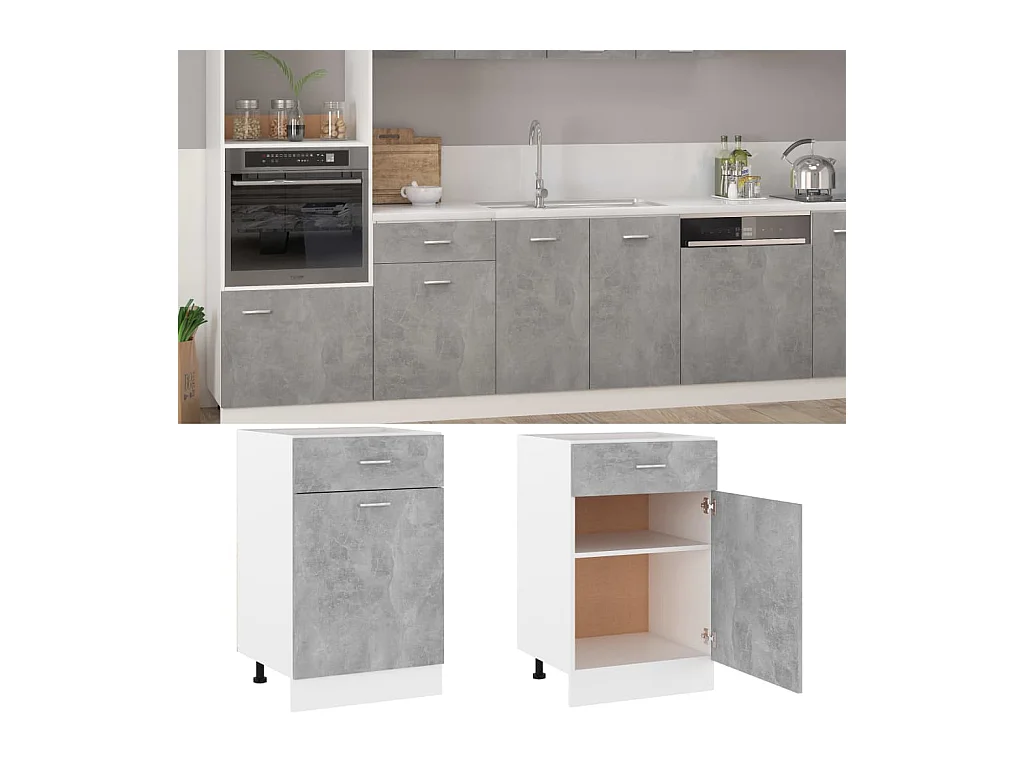 Armoire de plancher à tiroir Gris béton