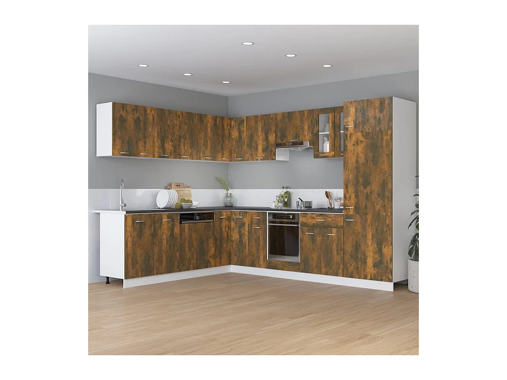 Mobile angolare sospeso Rovere affumicato Legno composito