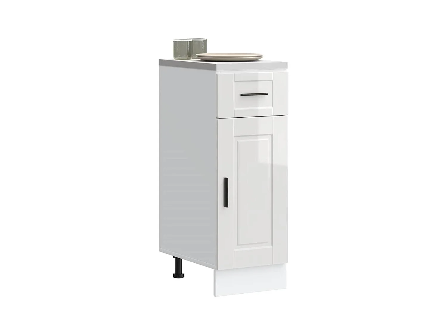 Armoire de cuisine blanc brillant bois ingénierie