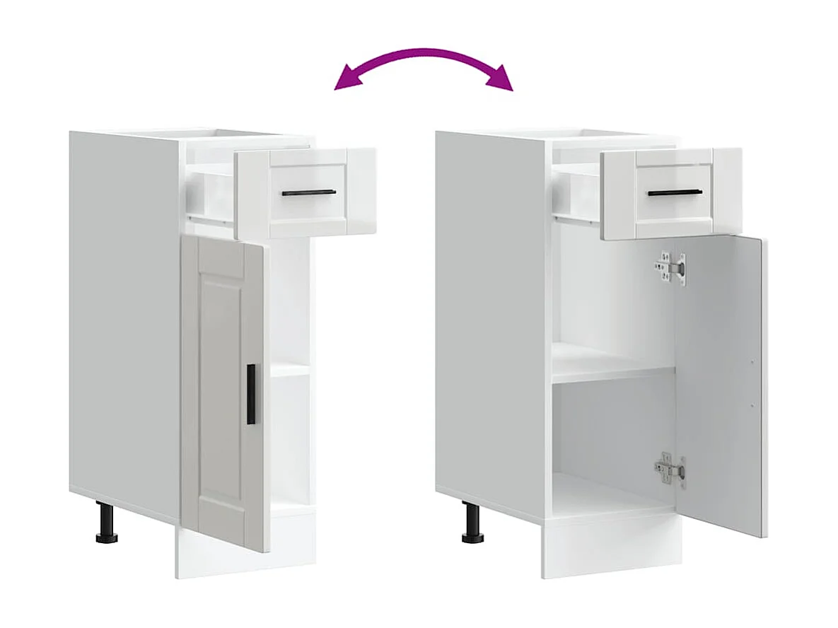 Armoire de cuisine blanc brillant bois ingénierie