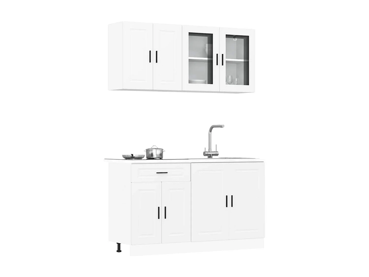 Ensemble d'armoires cuisine 4pcs blanc bois d'ingénierie