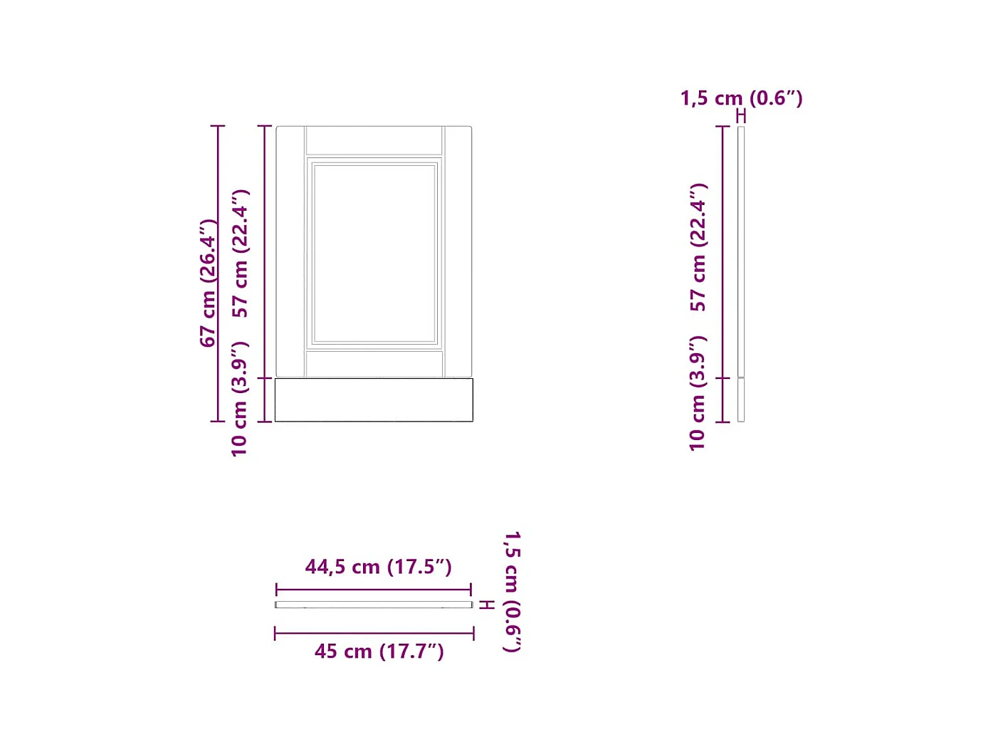 Pannello lavastoviglie nero 45x1,5x67 cm