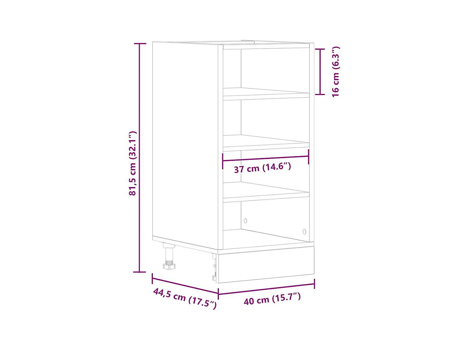 Armoire de plancher gris béton 40x44,5x81,5cm