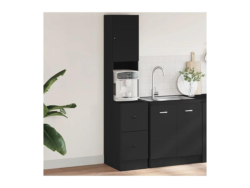 Mueble de cocina negro 35x50x180 cm madera de ingeniería