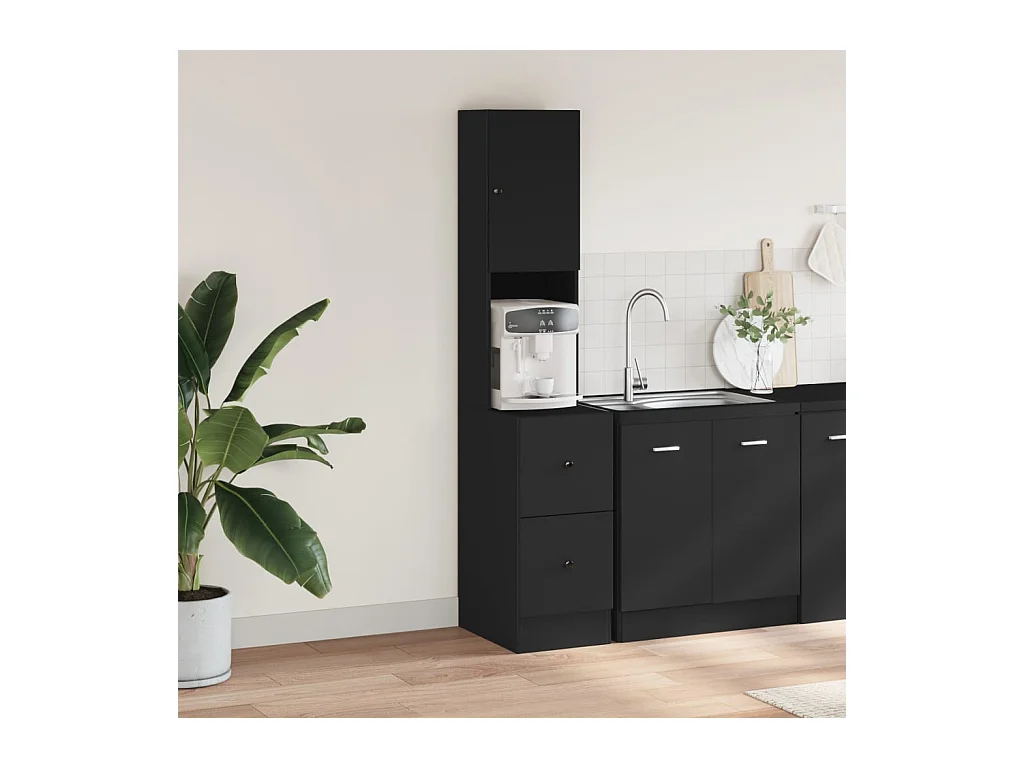Mueble de cocina negro 35x50x180 cm madera de ingeniería