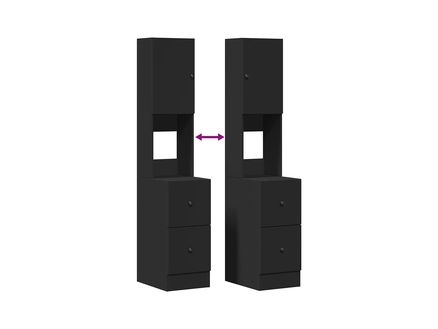 Mueble de cocina negro 35x50x180 cm madera de ingeniería