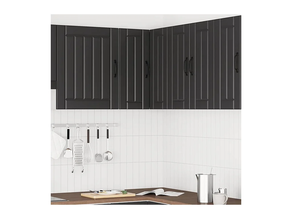 Mobiletto angolare da cucina in legno ingegnerizzato nero Lucca